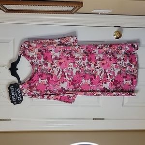Cappagallo Dress New Medium White Pinks Black Floral Flounce Sleeve
